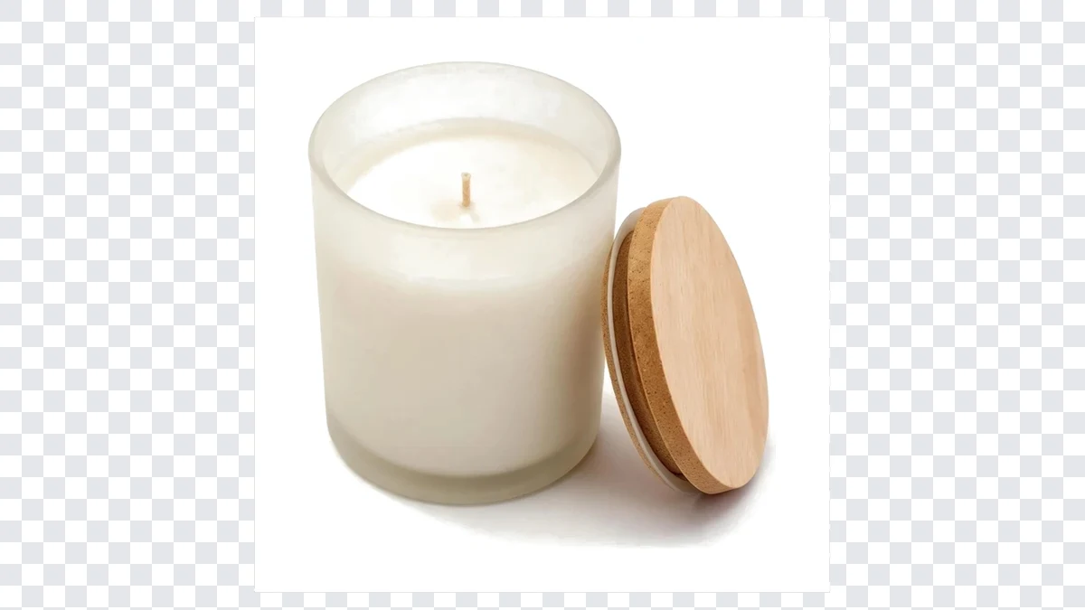 Promo sticker removed and cut out: candle before and after
