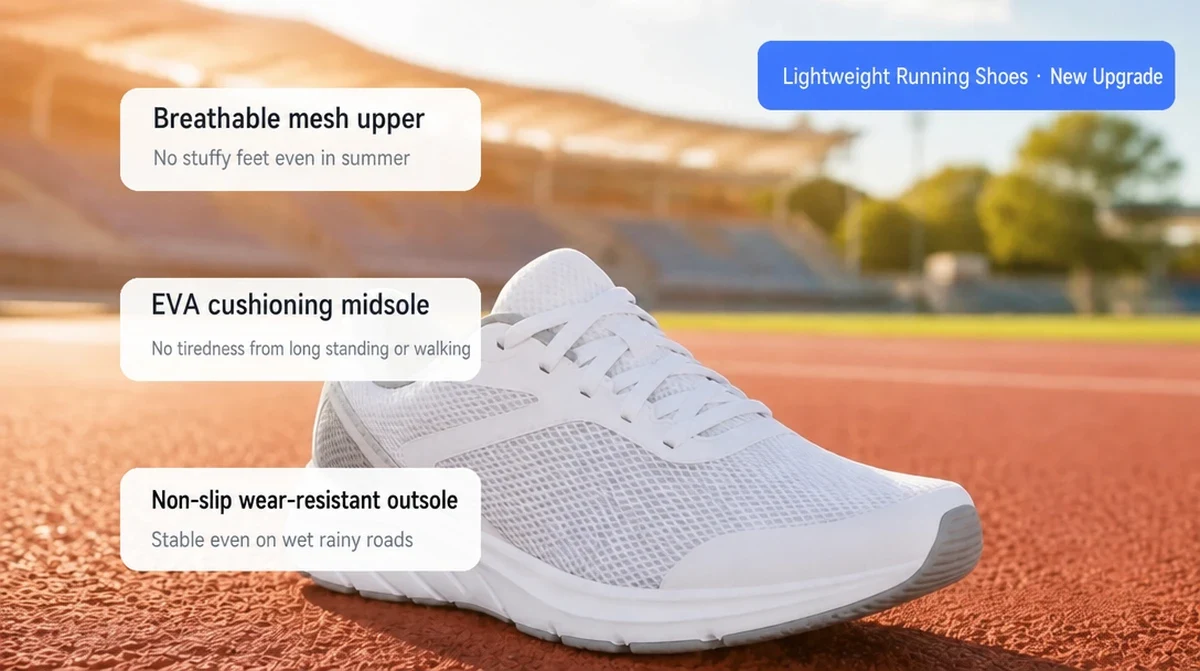 Fonts and layout preserved after translation: sneaker callouts before and after