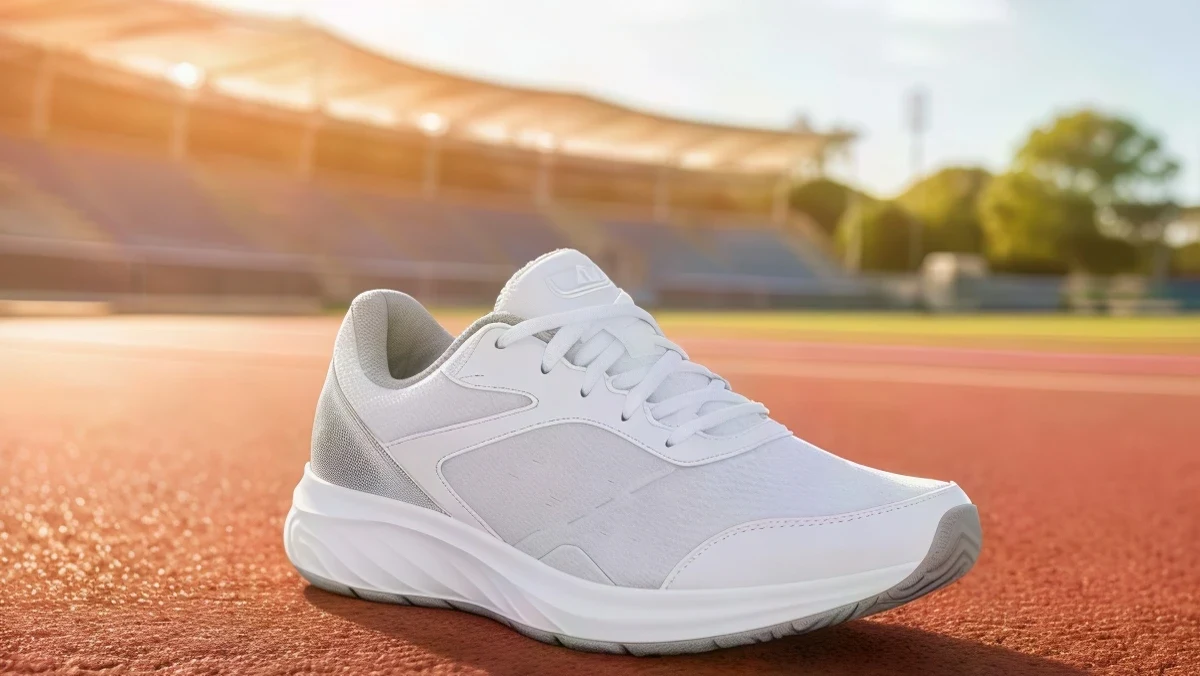Generative upscaling restores real detail: sneaker mesh texture before and after